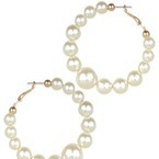 Faux Pearl Hoops - Gold/Cream