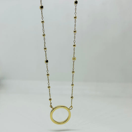 Open Round Charm Ball Necklace - Gold