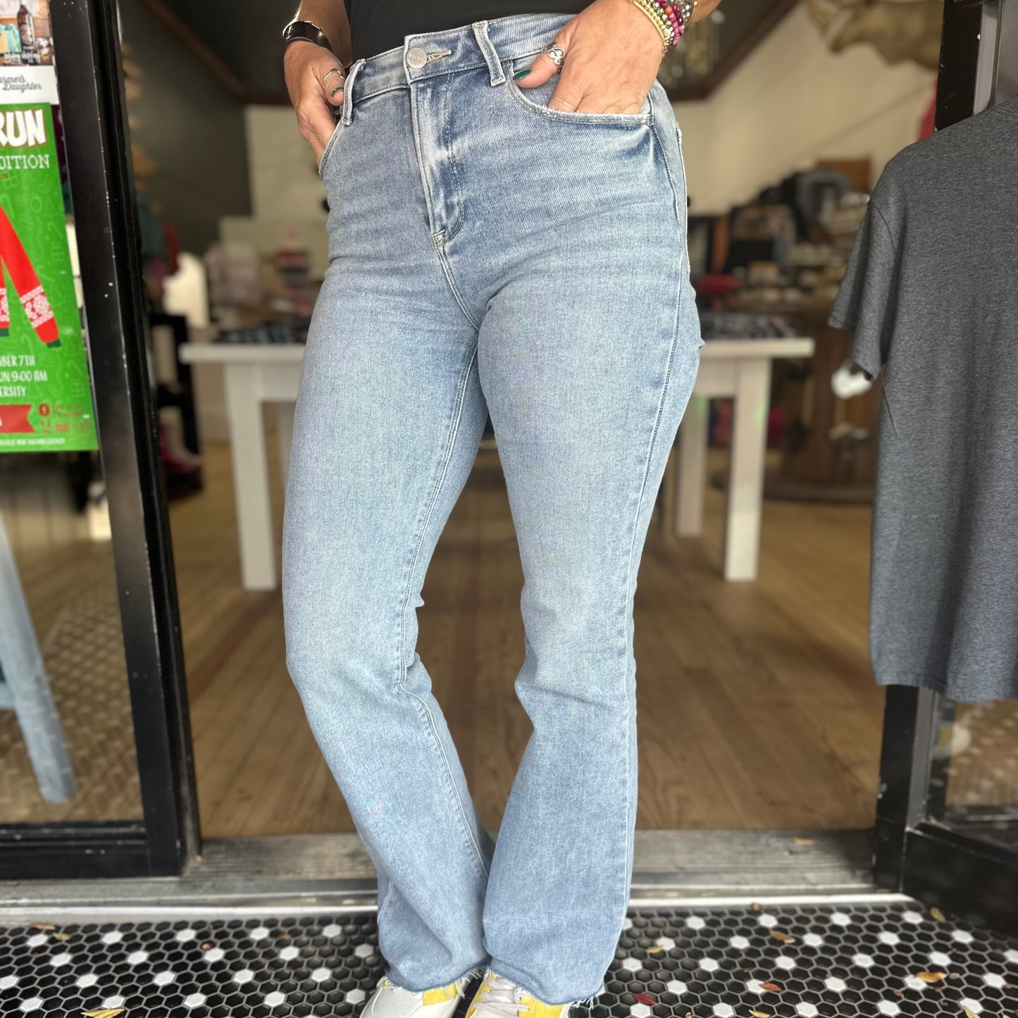 Risen High Rise Flare Jeans