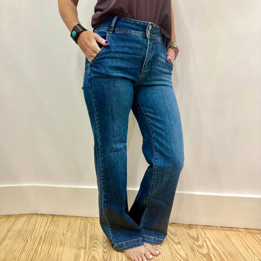 Risen HR Wide Leg Double Button Jeans