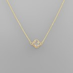 Quatrefoil Pendant Necklace - Clear/Gold