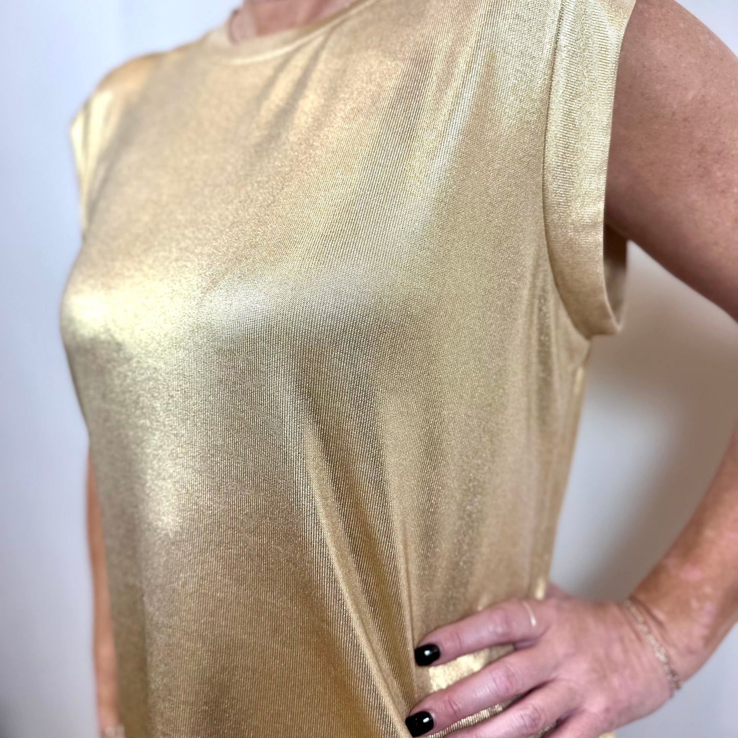 Under the Lights Top - Metallic Gold