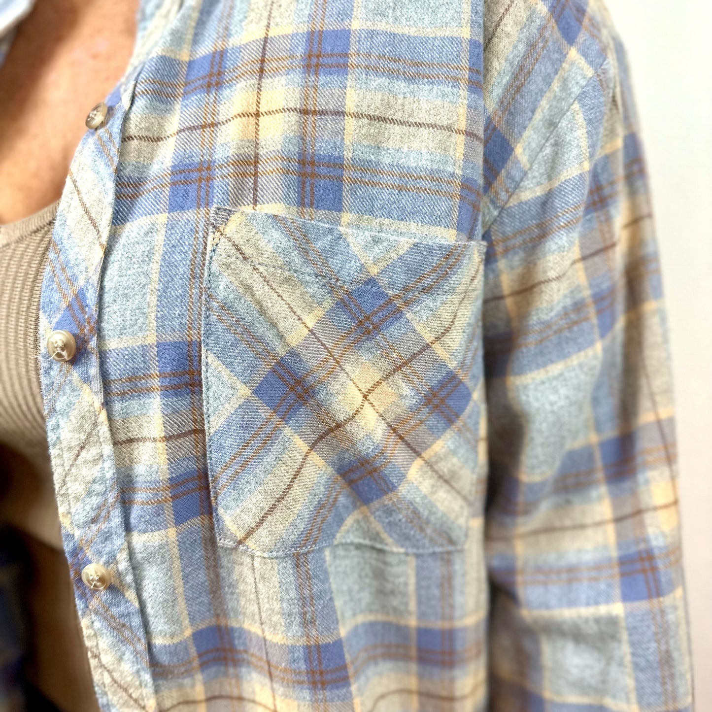 Feisty in Flannel Shirt - Blue