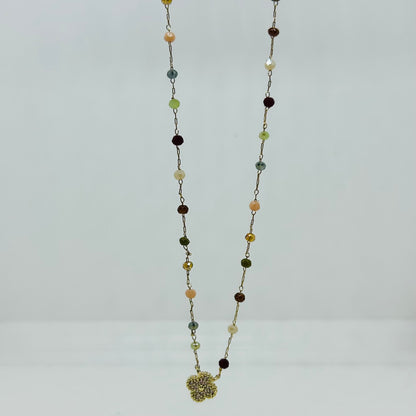 Pave Clover Pendant Necklace - Multi/Gold