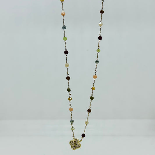 Pave Clover Pendant Necklace - Multi/Gold