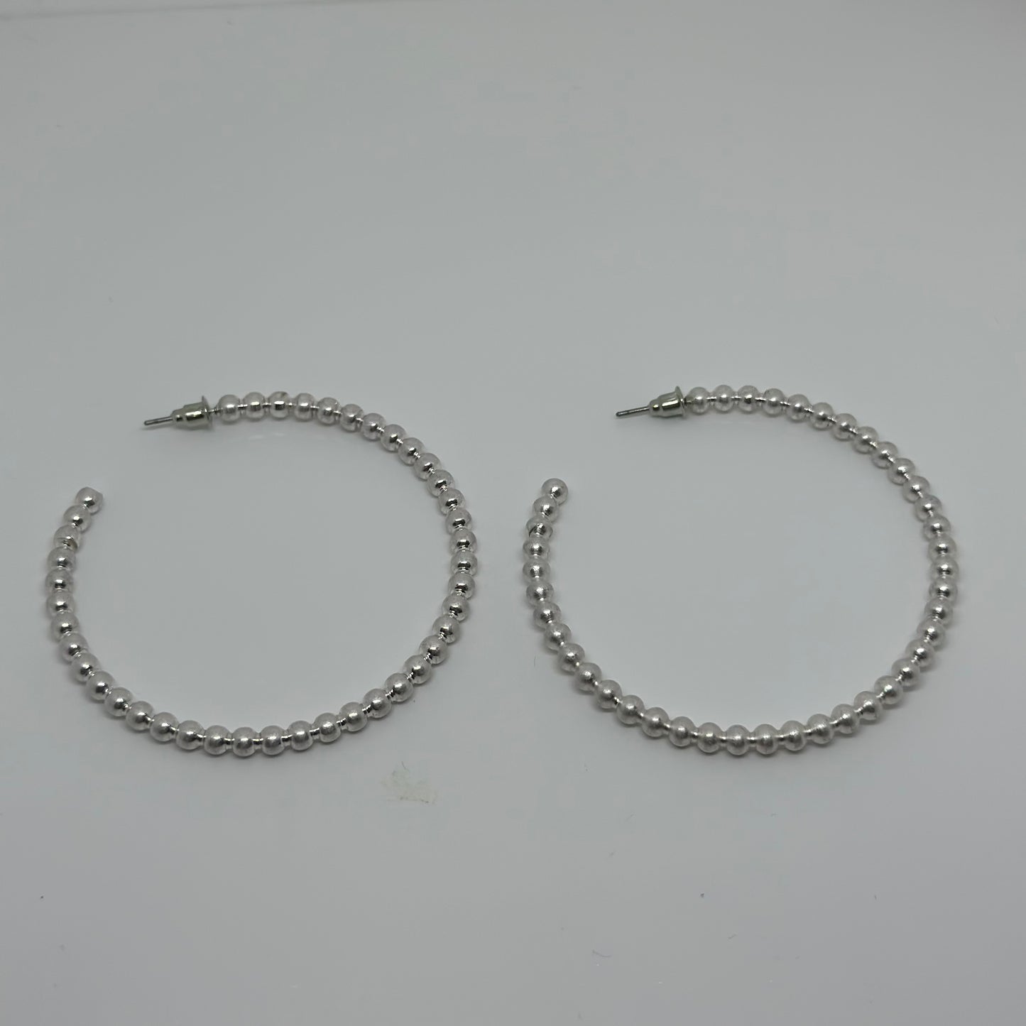 Ball Textured Hoops- Worn Silver