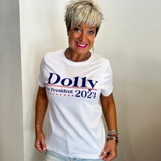 Dolly for President Graphic Tee - White