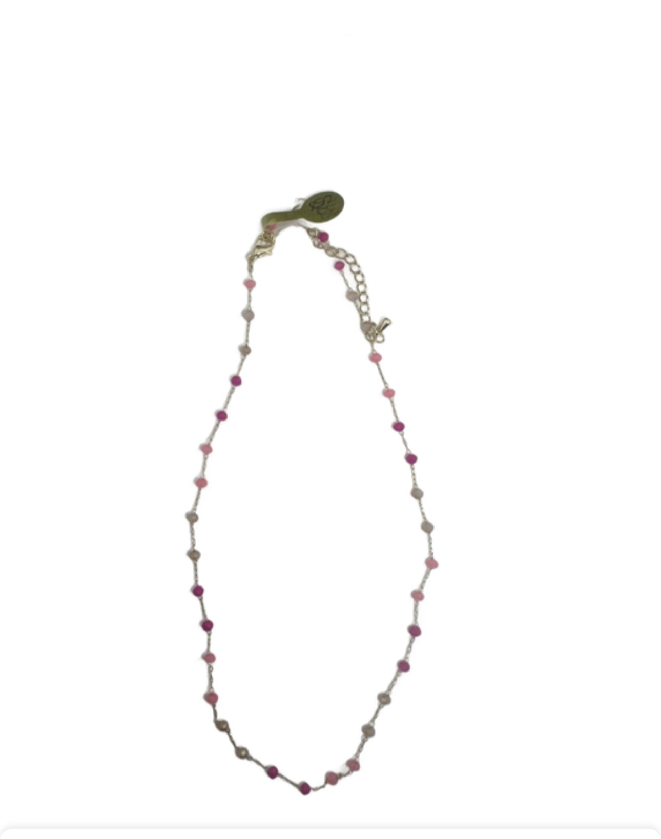 Beaded Choker Necklace- Fuchsia