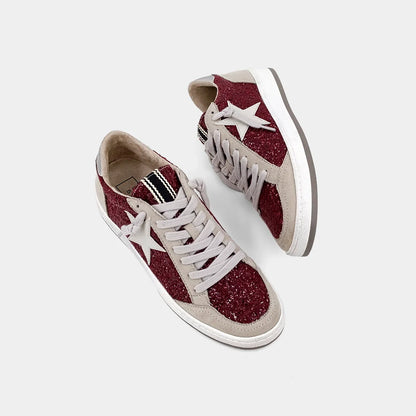 Paz Sneaker - Dark Red Glitter