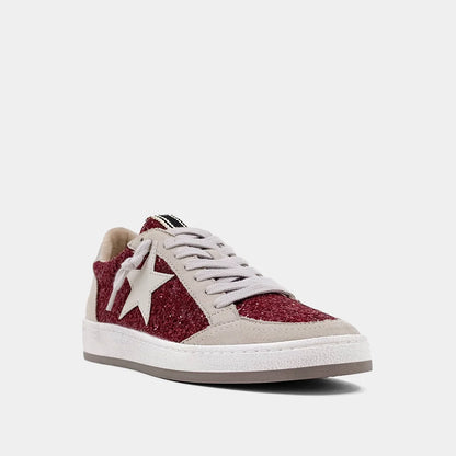 Paz Sneaker - Dark Red Glitter