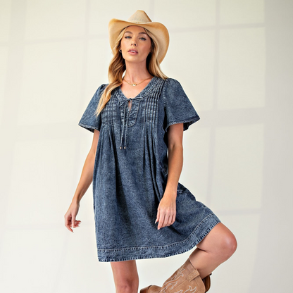 The Billie Dress - Washed Denim