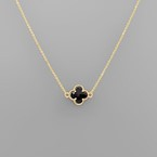 Quatrefoil Pendant Necklace - Black/Gold