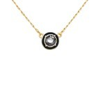 Glass Round Pendant Necklace - Black