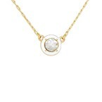 Glass Round Pendant Necklace - Gold