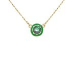 Glass Round Pendant Necklace - Emerald