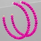 Textured Metal Ball Hoops - Fuchsia